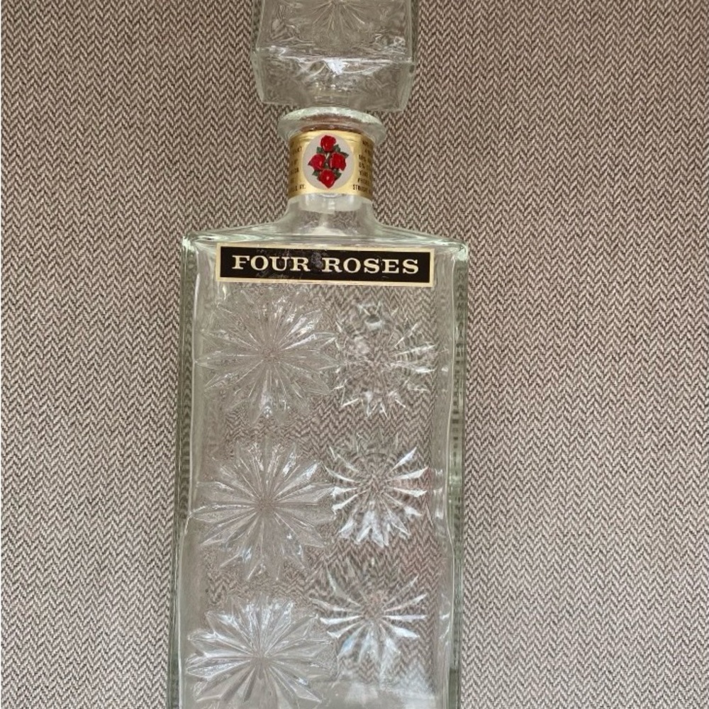 Four Roses Floral Glass Decanter